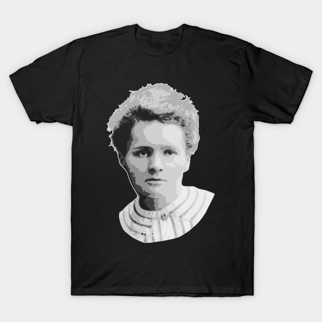 Marie Curie Black and White T-Shirt by Nerd_art